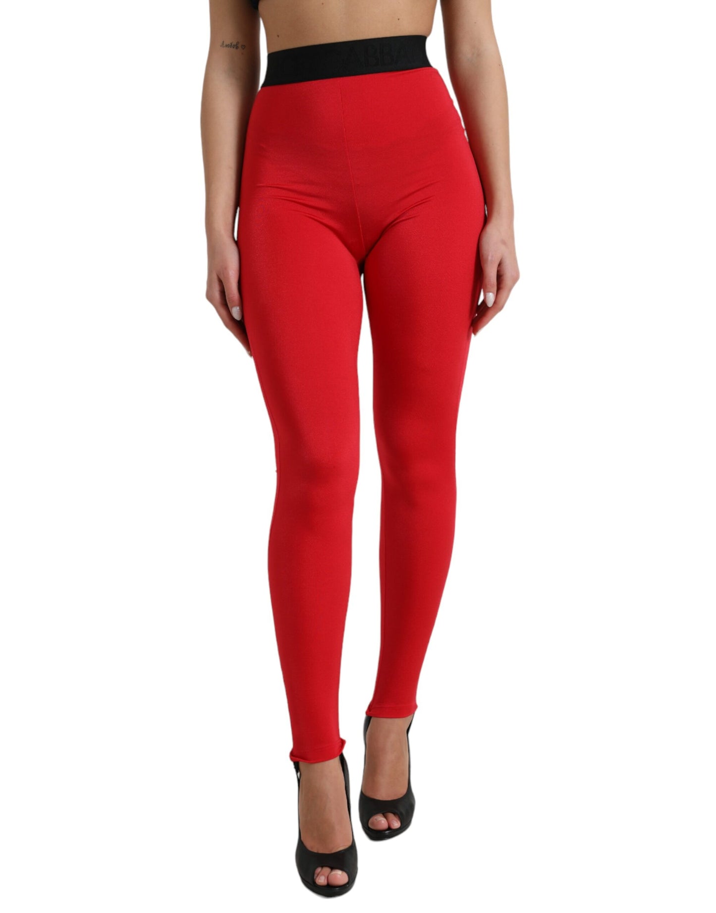 Dolce & Gabbana Elegante Rote Leggings mit hoher Taille