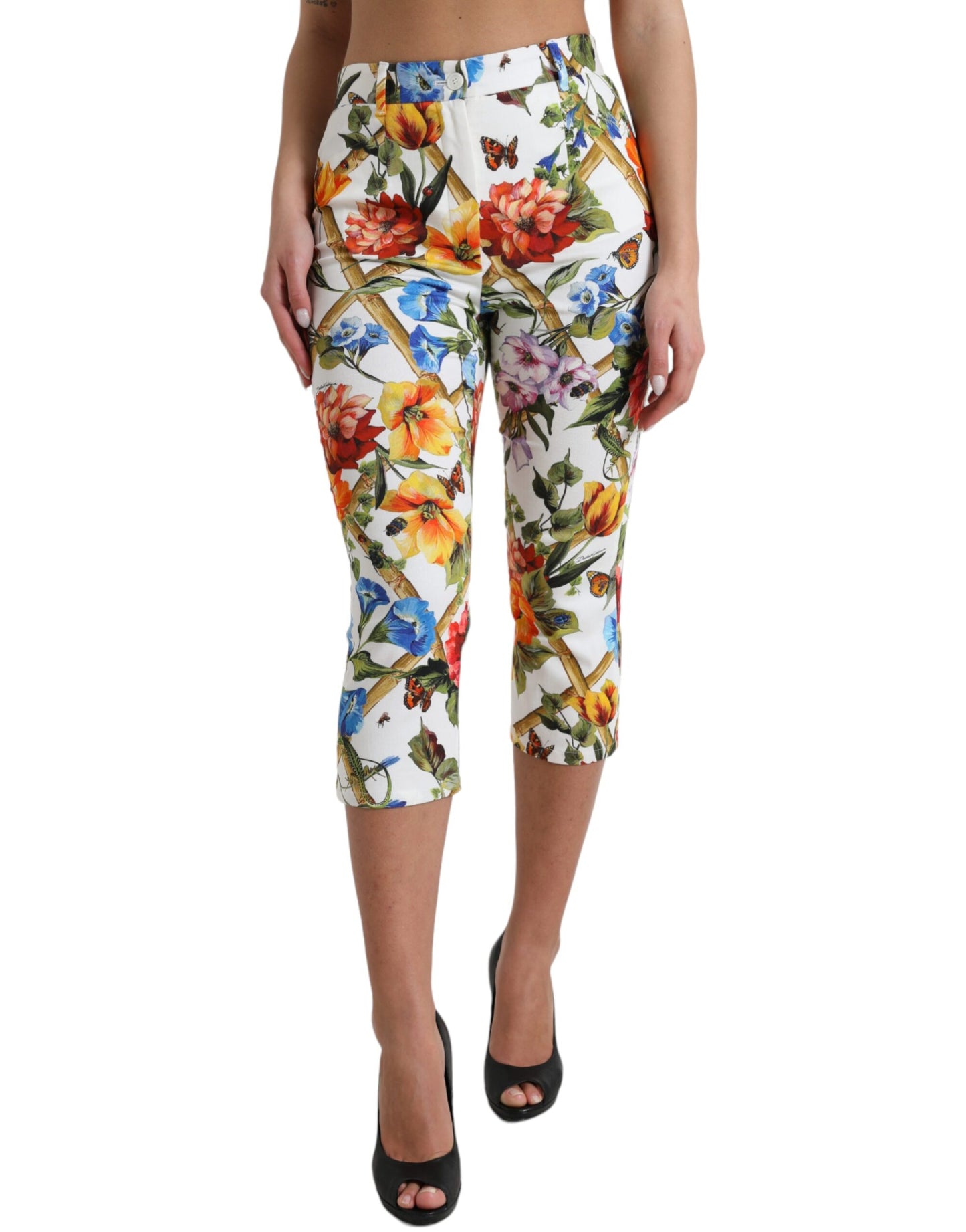 Dolce & Gabbana Floral High Waist Cropped Fashion Hose