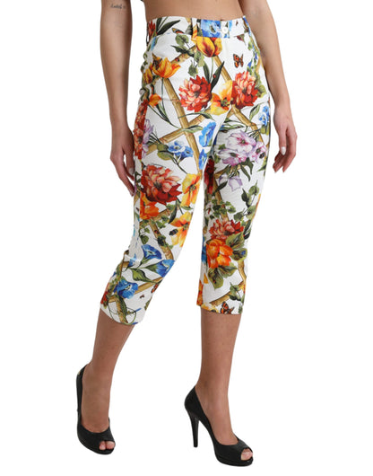 Dolce & Gabbana Floral High Waist Cropped Fashion Hose