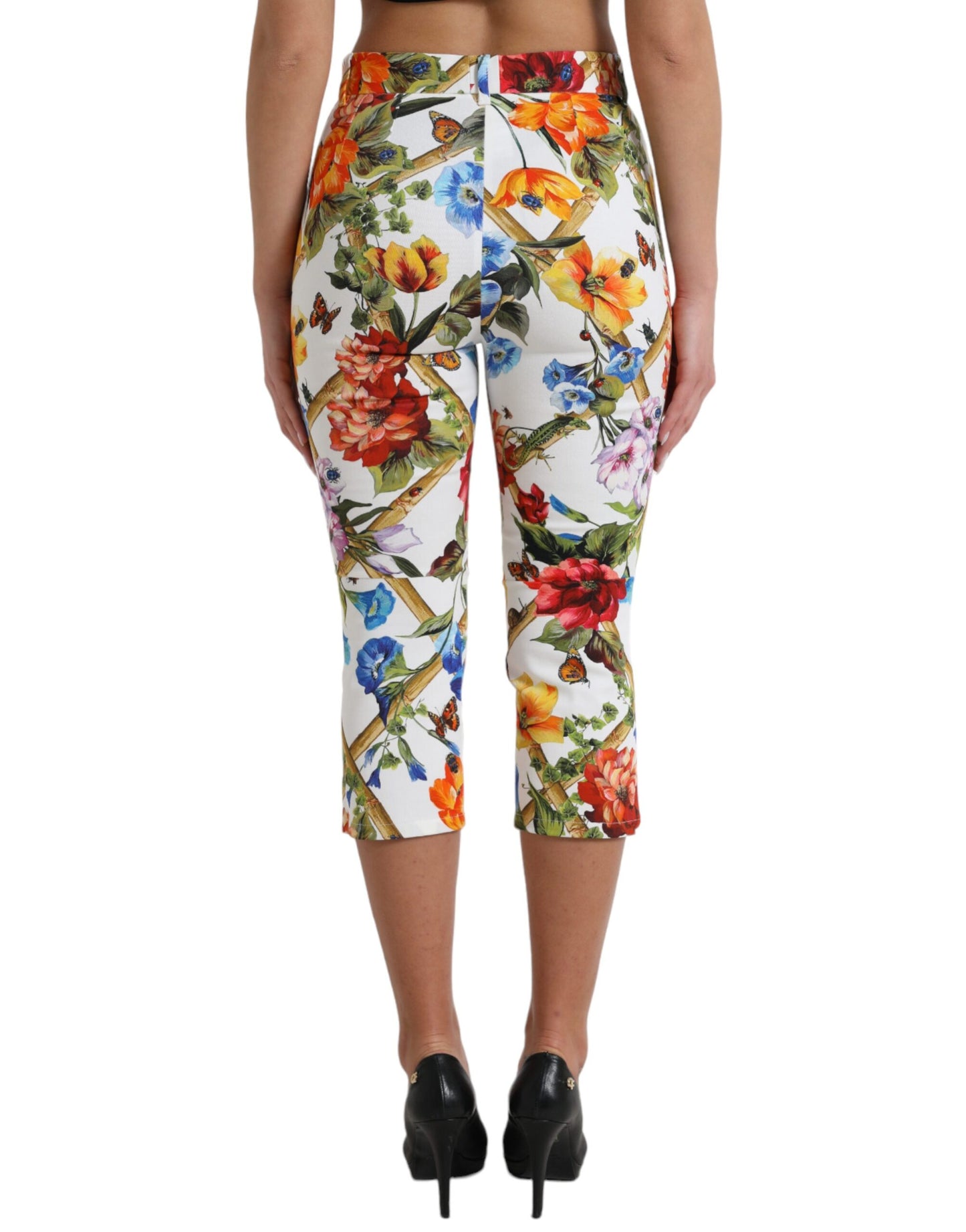 Dolce & Gabbana Floral High Waist Cropped Fashion Hose