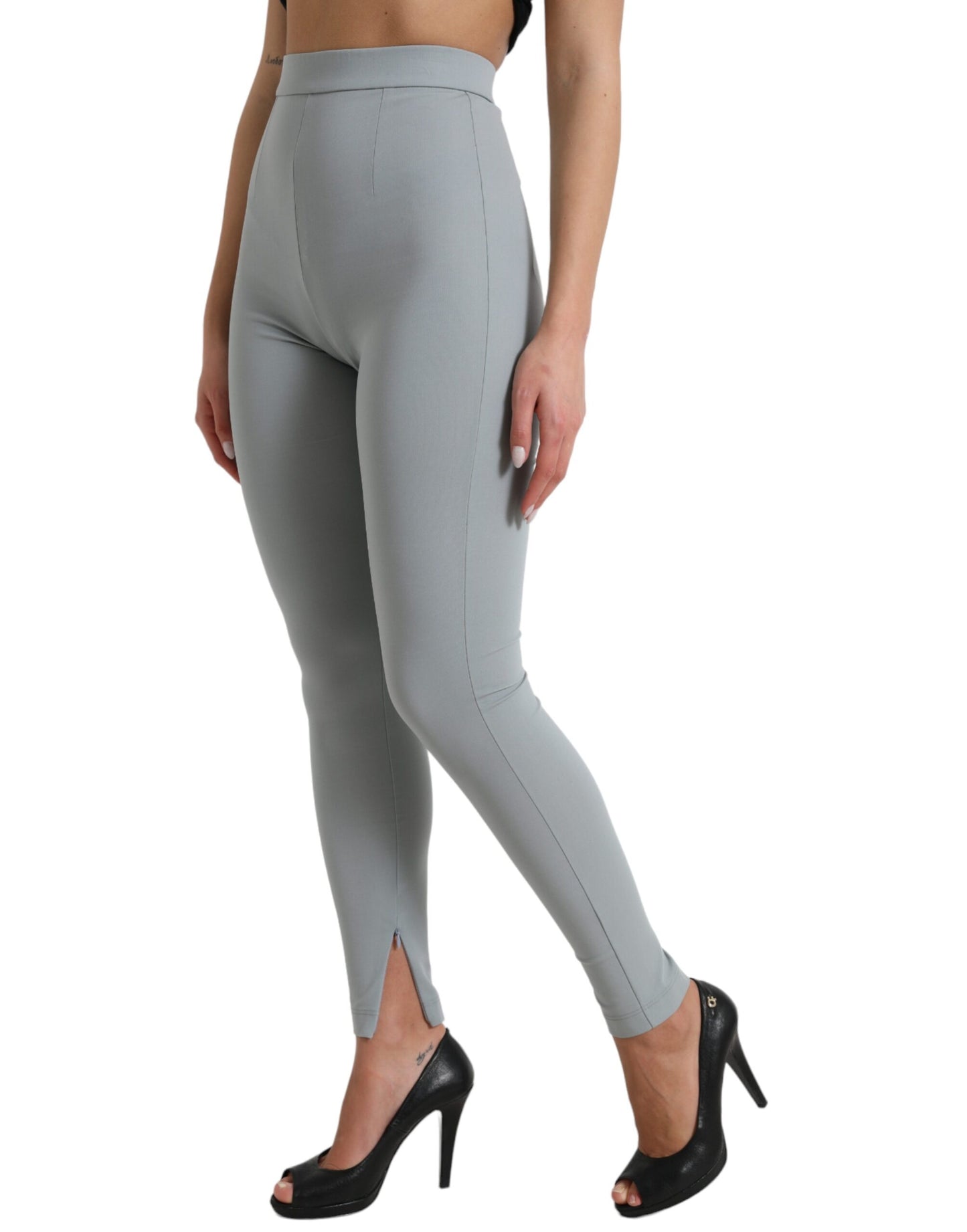 Dolce & Gabbana Elegante Leggings mit hoher Taille in Grau