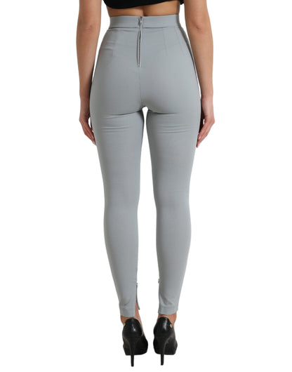 Dolce & Gabbana Elegante Leggings mit hoher Taille in Grau