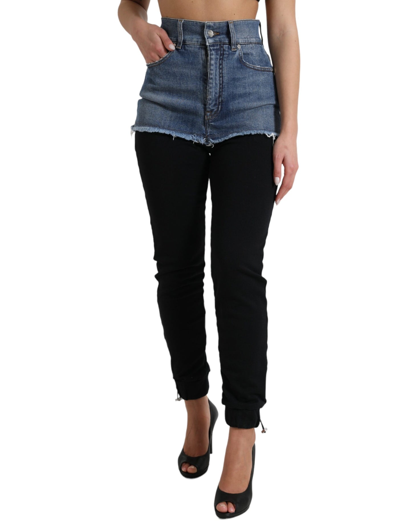 Dolce & Gabbana Schicke Skinny-Hose mit hoher Taille und Denim-Shorts