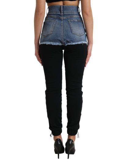 Dolce & Gabbana Schicke Skinny-Hose mit hoher Taille und Denim-Shorts