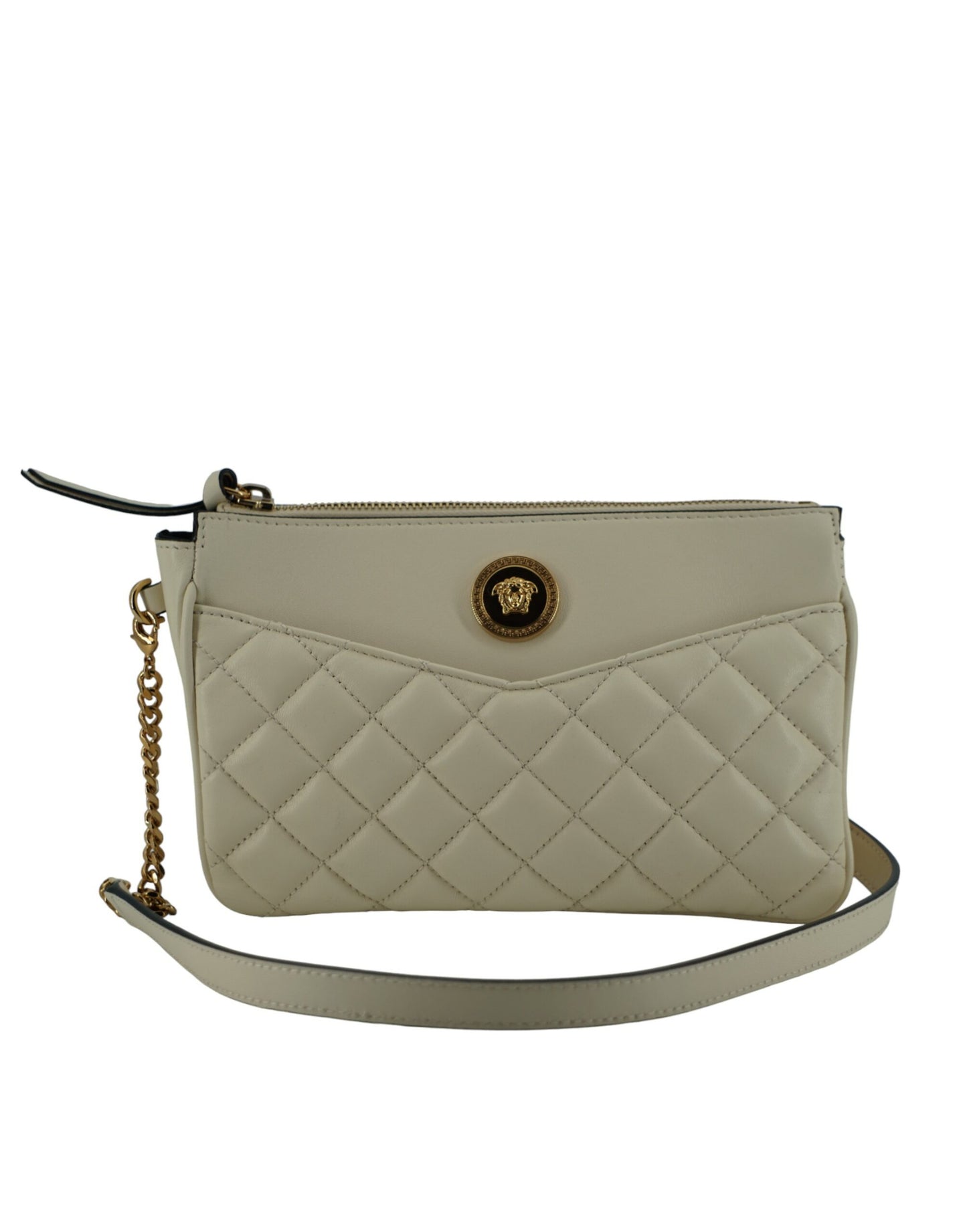 Versace Elegante Crossbody-Tasche aus weißem Lammleder