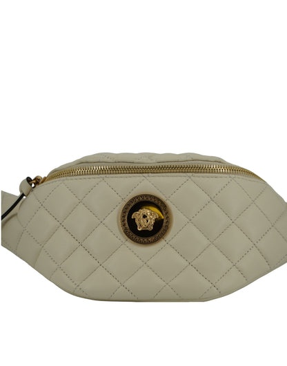 Versace Elegante Gürteltasche aus weißem Lammleder