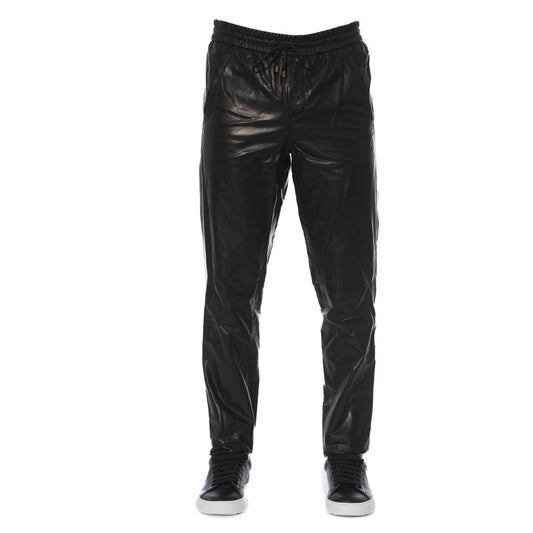 Trussardi Schwarzes Leder Herrenhosen