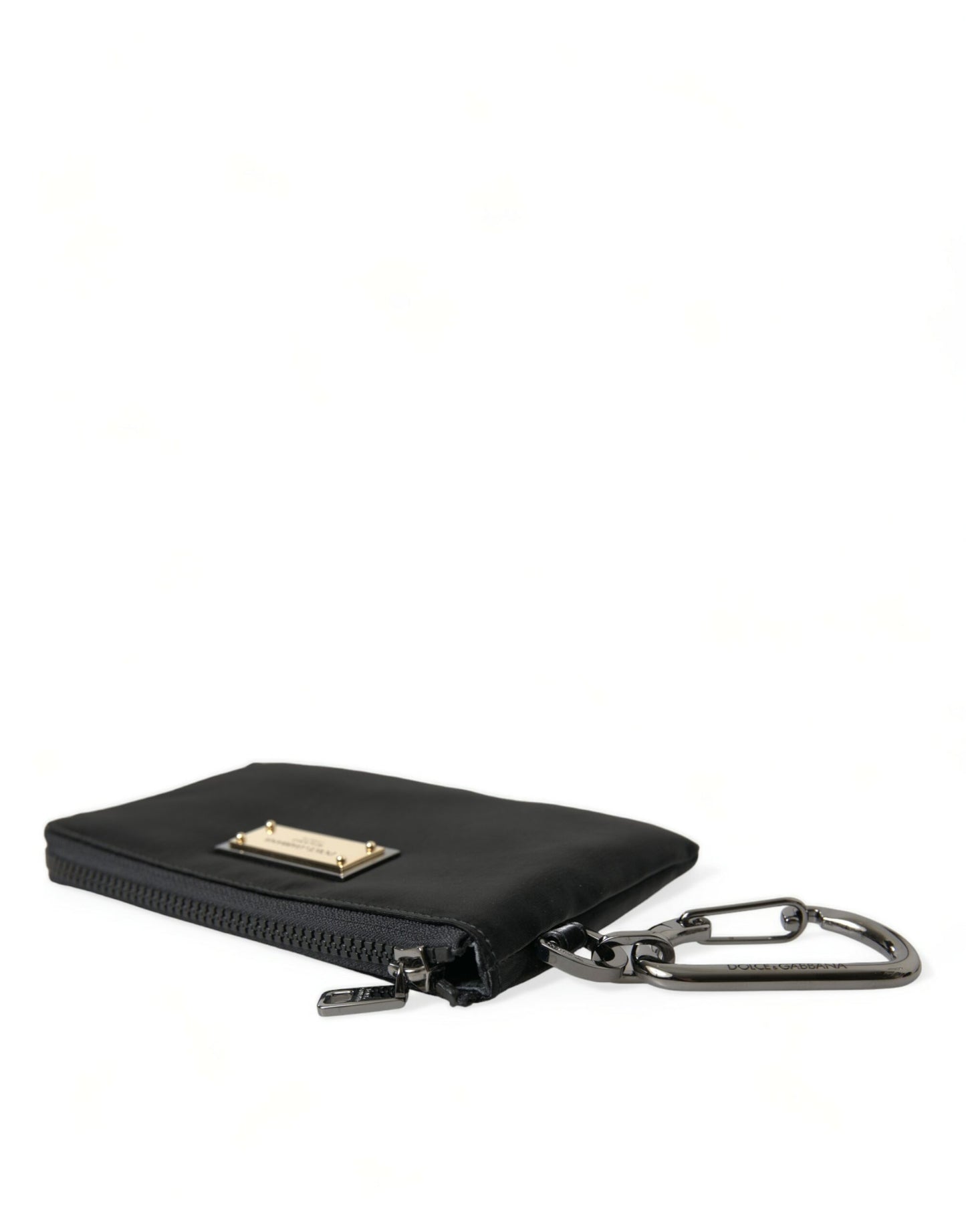 Dolce & Gabbana Elite Schwarzes Nylon & Leder Etui mit Logo Detail