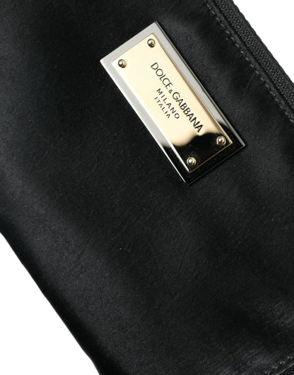 Dolce & Gabbana Elite Schwarzes Nylon & Leder Etui mit Logo Detail