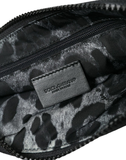 Dolce & Gabbana Elite Schwarzes Nylon & Leder Etui mit Logo Detail