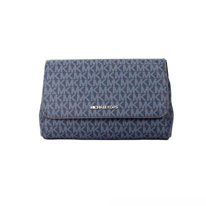 Michael Kors Jet Set Medium Navy Blue PVC Convertible Pouchette Crossbody Tasche