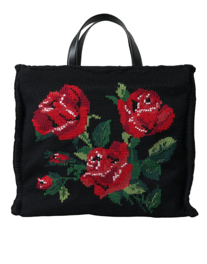 Dolce & Gabbana Schwarze Tote mit schicker Blumenstickerei