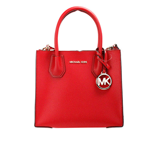 Michael Kors Mercer Medium Bright Red Pebble Leder Messenger Crossbody Tasche