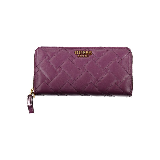 Guess Jeans Elegante violette Brieftasche mit Reißverschluss und mehreren Fächern