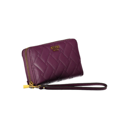 Guess Jeans Elegante violette Brieftasche mit Reißverschluss und mehreren Fächern