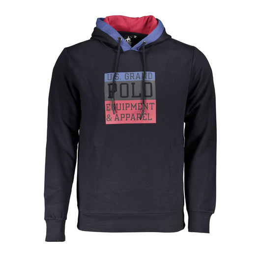 U.S. Grand Polo Klassisches blaues Sweatshirt mit Kontrastkapuze