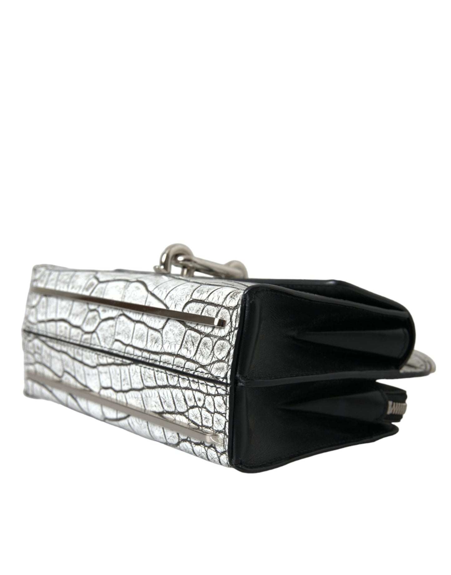 Balenciaga Metallic Silber Alligatorleder Mini-Tasche