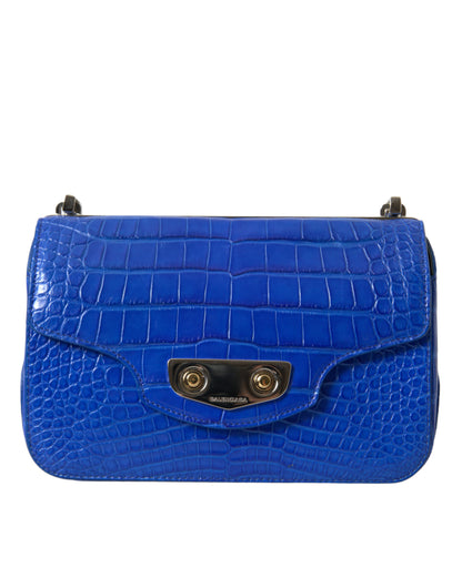 Balenciaga Mini-Umhängetasche aus Alligatorleder - Elegantes Blau