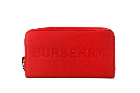 Burberry Elmore Rotes, geprägtes Logo Leder Continental Clutch Brieftasche