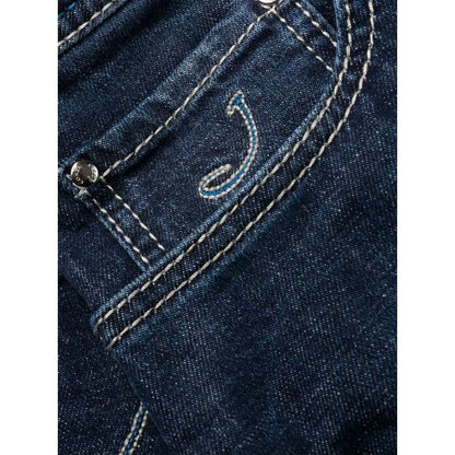 Jacob Cohen Exklusive Indigo Jeans mit geradem Bein und Bandana-Detail