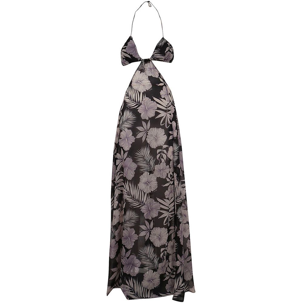 PINKO Floral elegantes Maxikleid mit geteiltem Ausschnitt