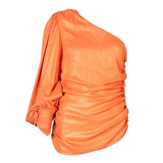 PINKO Schicke orangefarbene laminierte Bluse