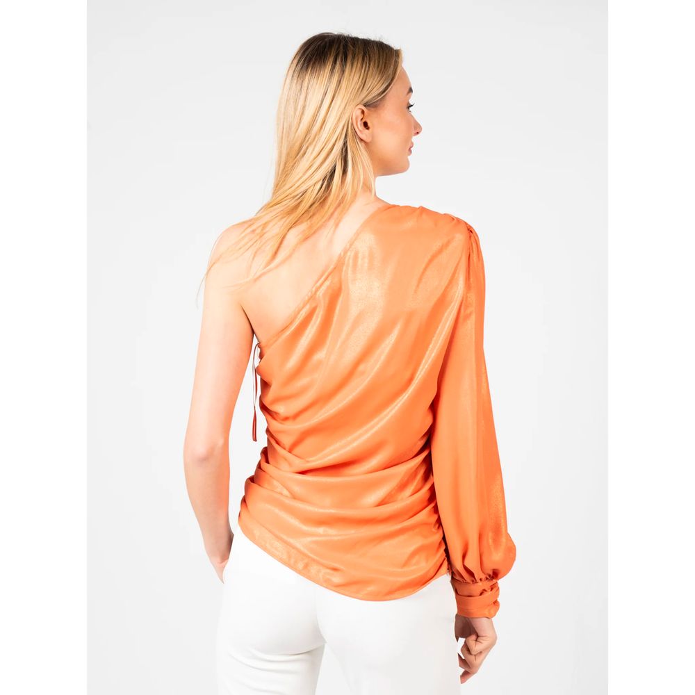 PINKO Schicke orangefarbene laminierte Bluse