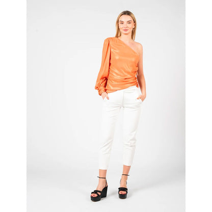 PINKO Schicke orangefarbene laminierte Bluse