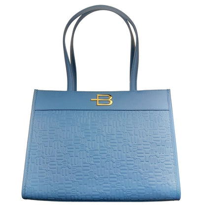 Baldinini Trend Schicke Shopper-Tasche aus hellblauem Kalbsleder