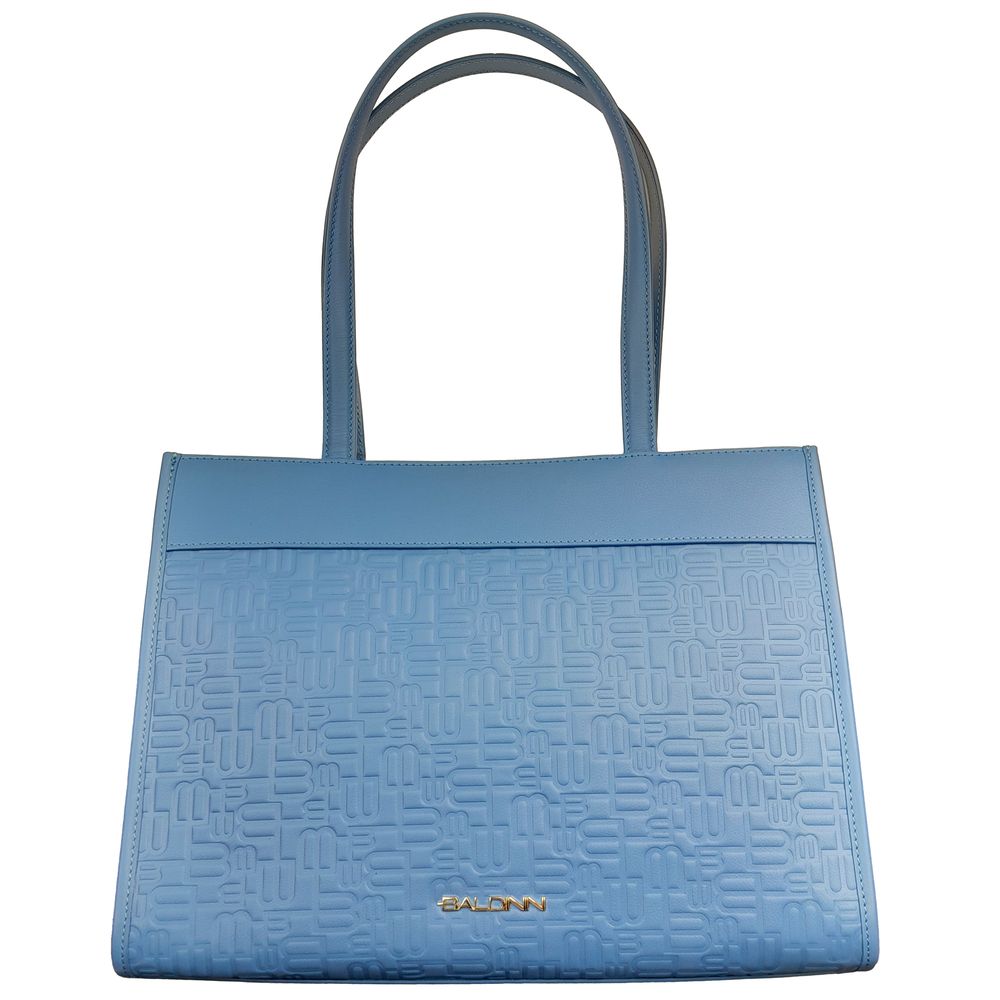 Baldinini Trend Schicke Shopper-Tasche aus hellblauem Kalbsleder