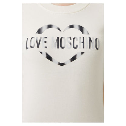 Love Moschino Schickes weißes Kleid aus Baumwollmischung mit Metallic-Logo