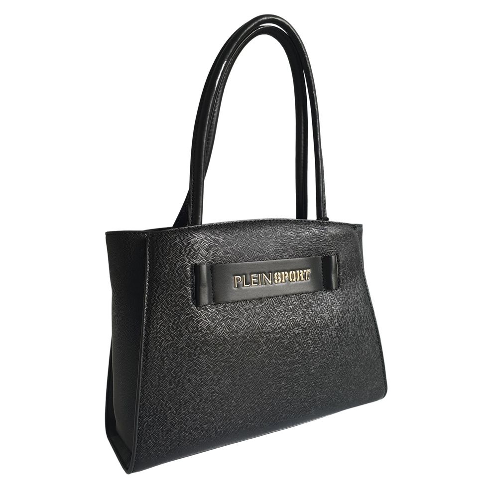 Plein Sport Elegante schwarze Tote Bag mit drei Fächern