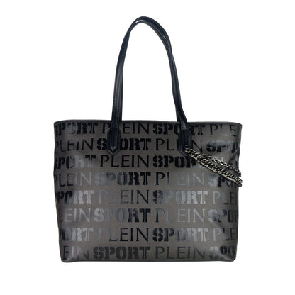 Plein Sport Elegante schwarze Shopper-Tasche mit Logodruck und Kreuzgurt