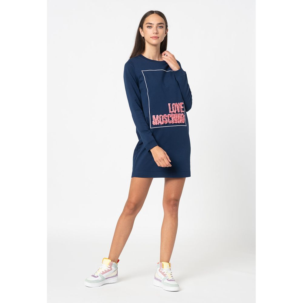 Love Moschino Blaues Baumwollkleid für Frauen