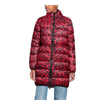 Love Moschino Elegante Polyester-Daunenjacke mit Leopardenmuster