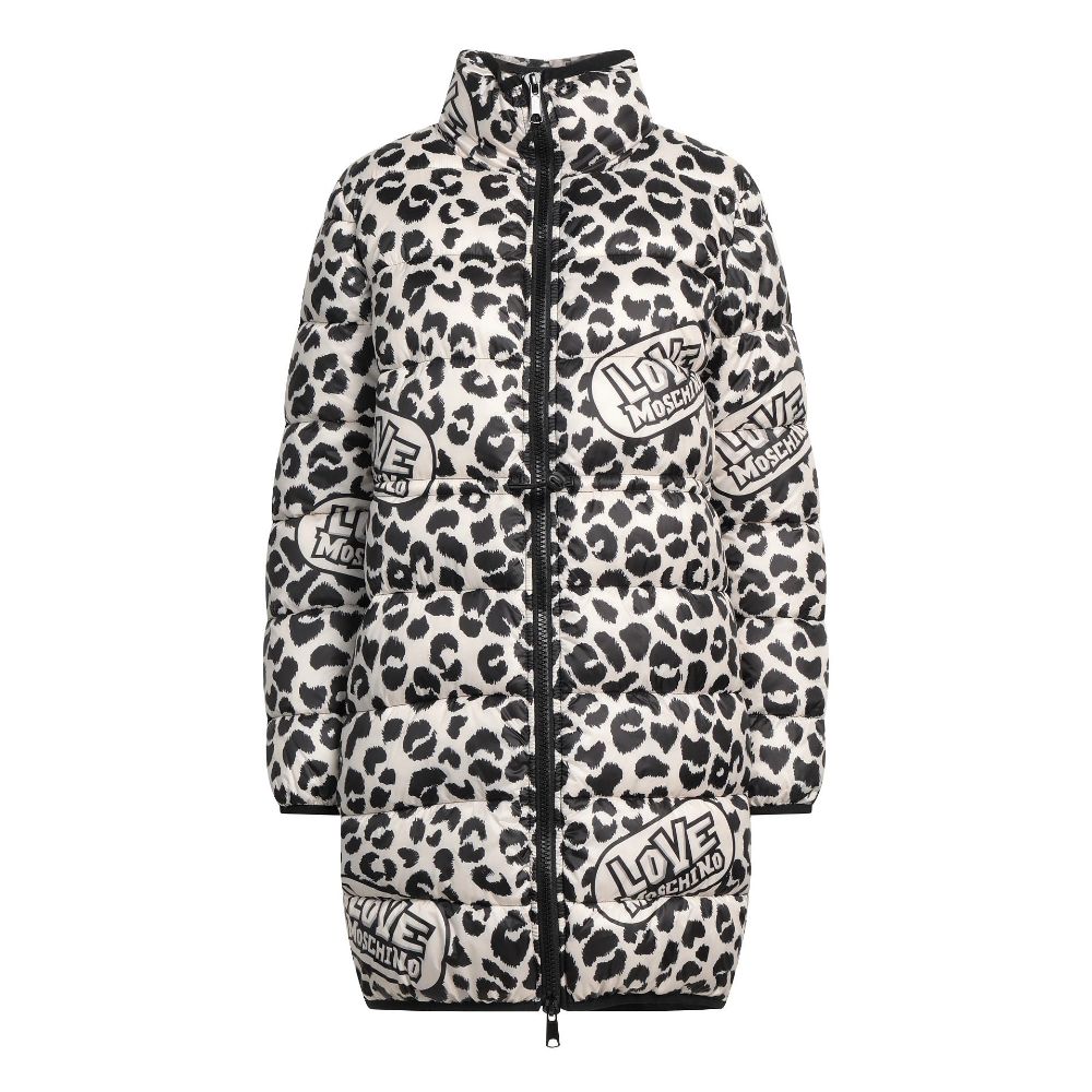 Love Moschino Bezaubernde lange Daunenjacke mit Leopardenmuster