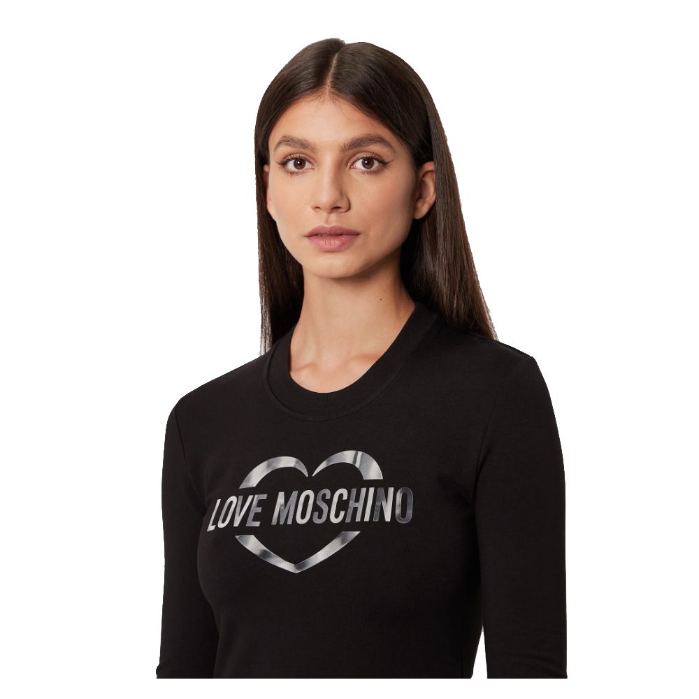 Love Moschino Schickes Logo-Kleid aus Baumwollmischung - lange Ärmel