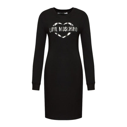 Love Moschino Schickes Logo-Kleid aus Baumwollmischung - lange Ärmel