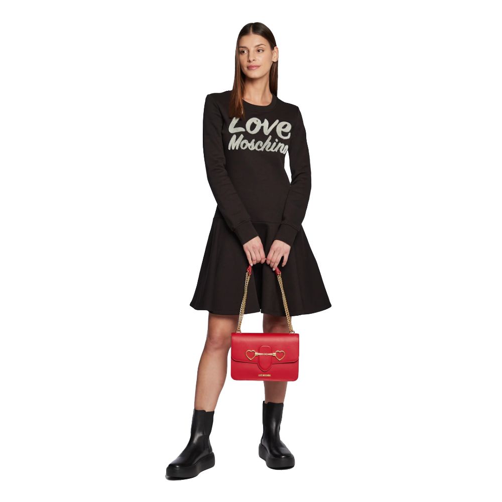 Love Moschino Kleid aus Baumwollmischung mit Velours-Logo