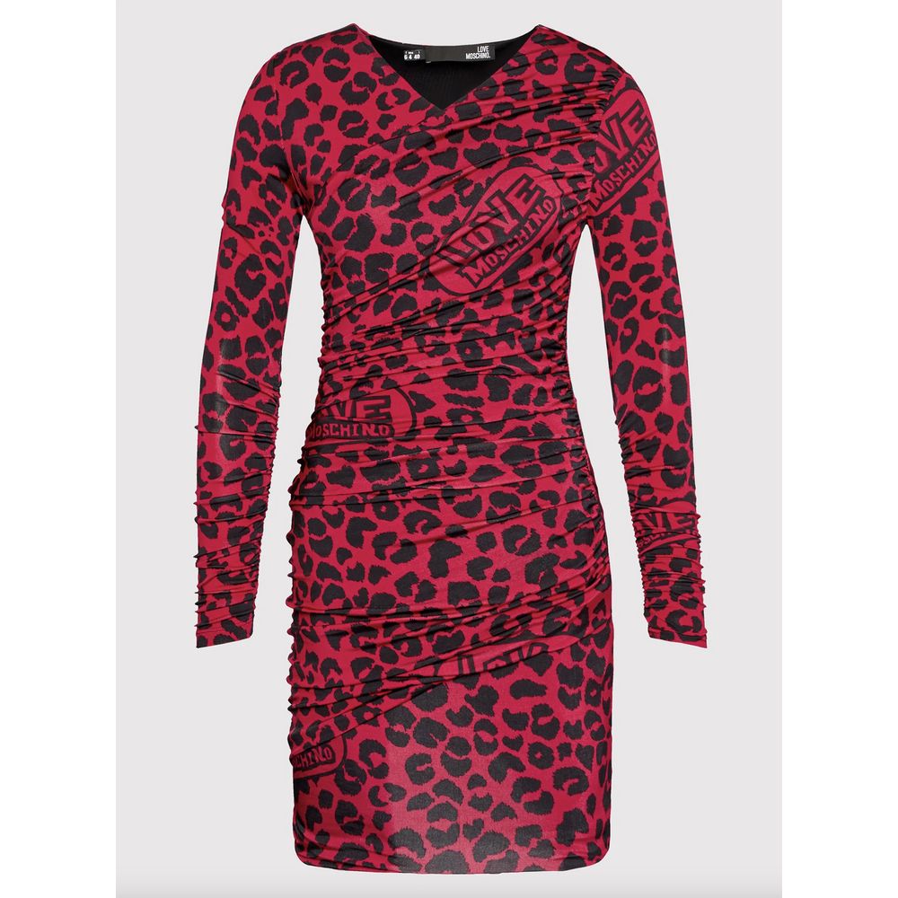 Love Moschino Schickes rotes Kleid mit Leopardenmuster