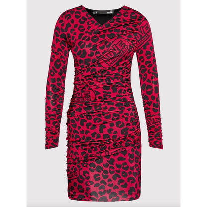 Love Moschino Schickes rotes Kleid mit Leopardenmuster