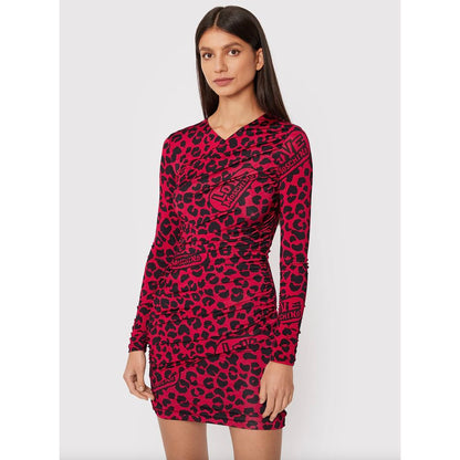 Love Moschino Schickes rotes Kleid mit Leopardenmuster