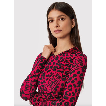 Love Moschino Schickes rotes Kleid mit Leopardenmuster