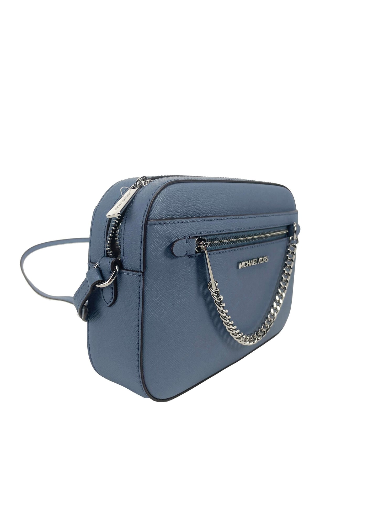 Michael Kors Jet Set East West Große Denim Leder Zip Kette Crossbody Tasche