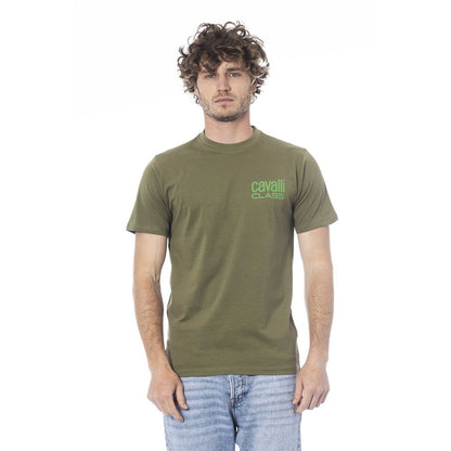 Cavalli Class Grünes Baumwolle Männer T-Shirt