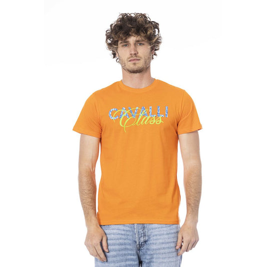 Cavalli Class "Orangefarbenes Baumwoll-T-Shirt für Männer"