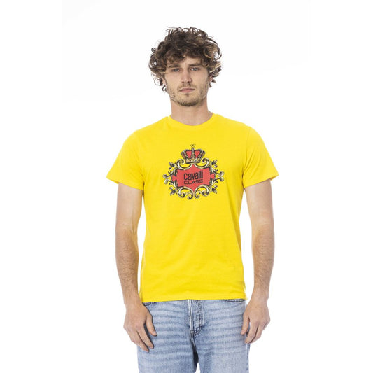 Cavalli Class Gelbes Baumwolle Männer T-Shirt