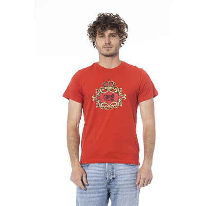 Cavalli Class Rotes Baumwolle Männer T-Shirt