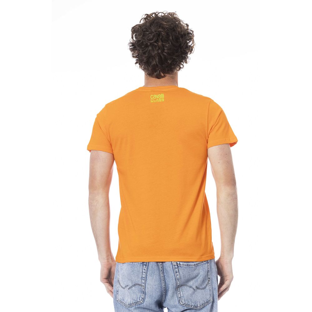 Cavalli Class "Orangefarbenes Baumwoll-T-Shirt für Männer"