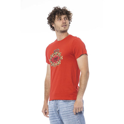 Cavalli Class Rotes Baumwolle Männer T-Shirt